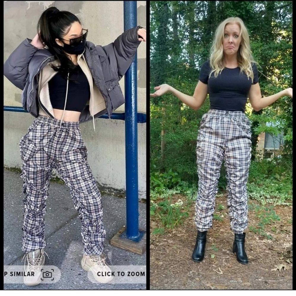 Plaid, Ruched Joggers Lightweight - size medium
